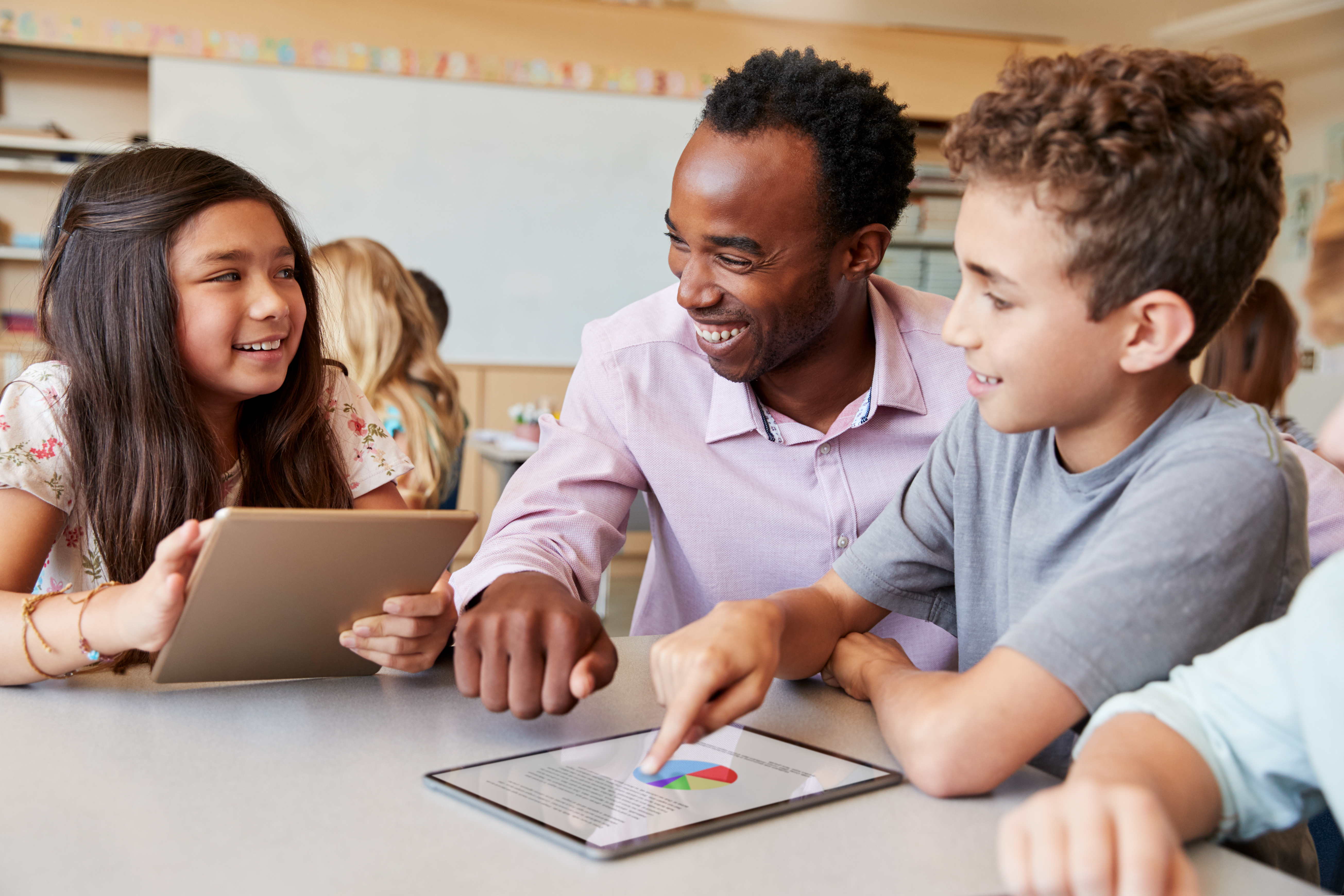 Teacher Helping Students with Tablet shutterstock 1178415457